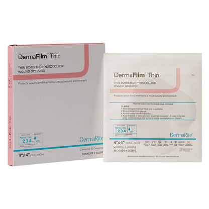 DermaFilm® Thin Hydrocolloid Dressing Film Backing 4 X 4 Inch Square Hydrocolloid / Film (583419_EA)