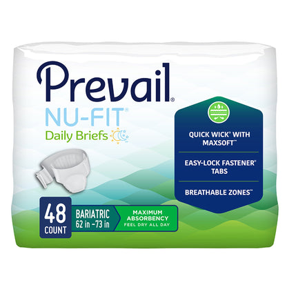 Prevail® Nu-Fit® Unisex Adult Incontinence Brief 2X-Large Disposable Heavy Absorbency (832021_CS)