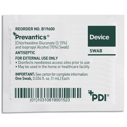 Prevantics® Device Swab 3.15% / 70% Strength CHG (Chlorhexidine Gluconate) / Isopropyl Alcohol Individual Packet NonSterile (959981_EA)