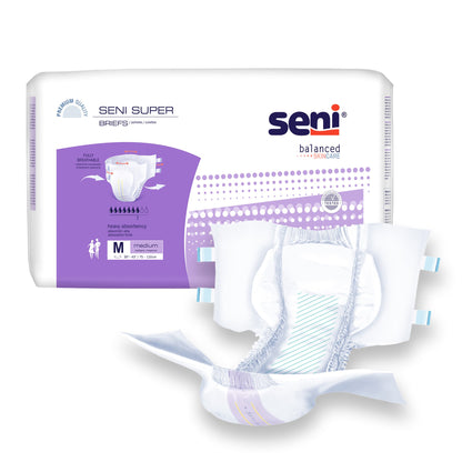 Seni® Super Unisex Adult Incontinence Brief Medium Disposable Heavy Absorbency (1163846_PK)