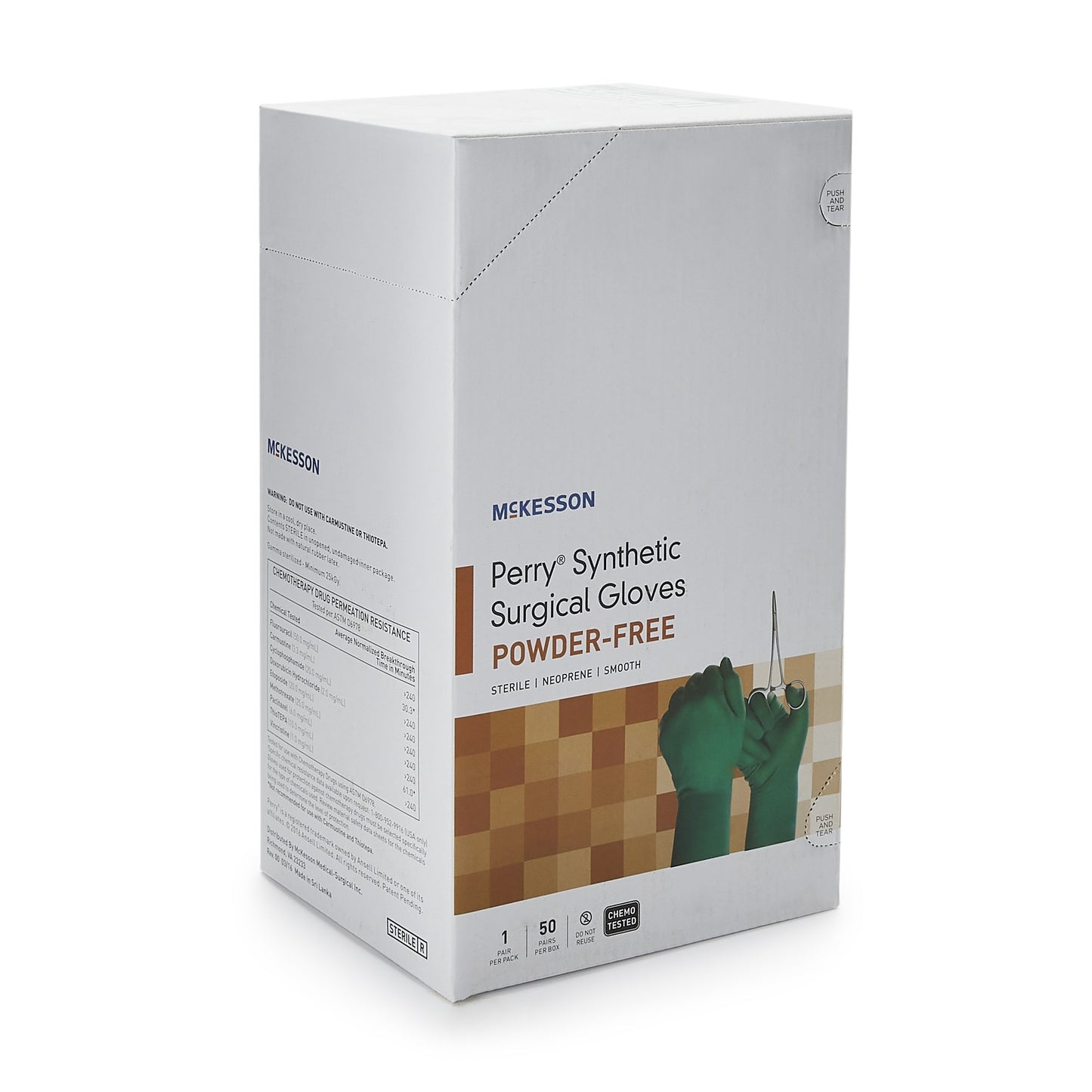 McKesson Perry® Performance Plus Surgical Glove Size 7.5 Sterile Polychloroprene Standard Cuff Length Smooth Dark Green Chemo Tested (1044739_BX)