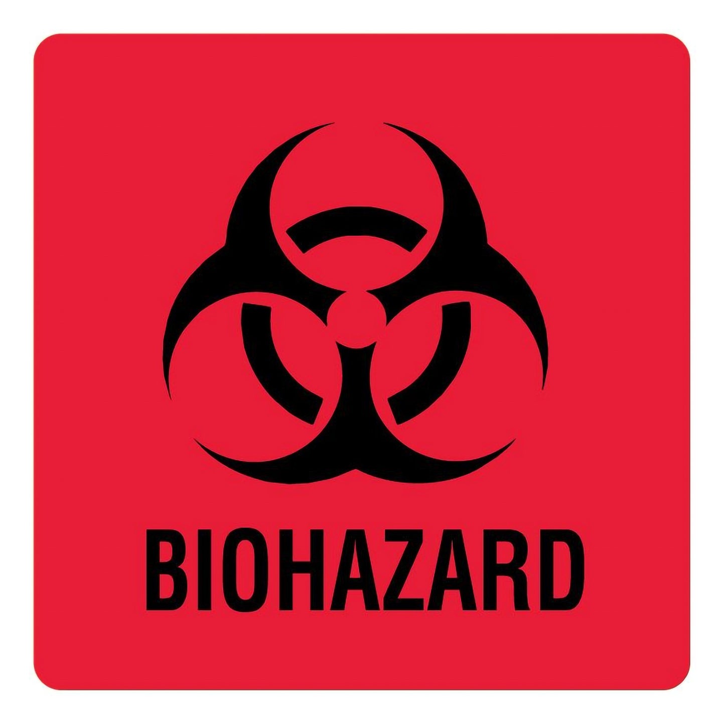 UAL™ Pre-Printed Label Caution Label Red Paper Biohazard / Symbol Black Biohazard 3 X 3 Inch (683044_PK)