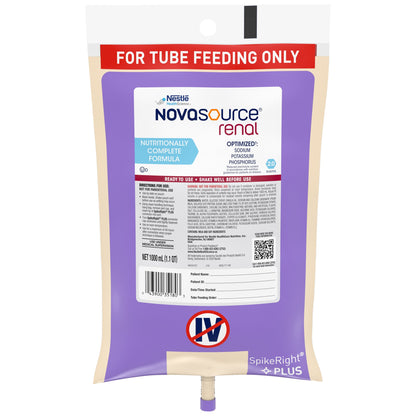 Novasource® Renal Tube Feeding Formula Unflavored Liquid 1000 mL Ready to Hang Prefilled Container (693720_CS)