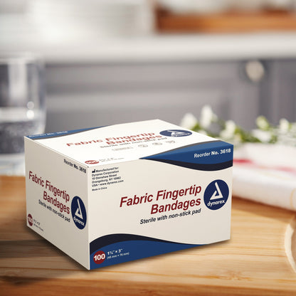 Dynarex® Adhesive Strip 1-3/4 X 3 Inch Fabric Fingertip White Sterile (670177_BX)