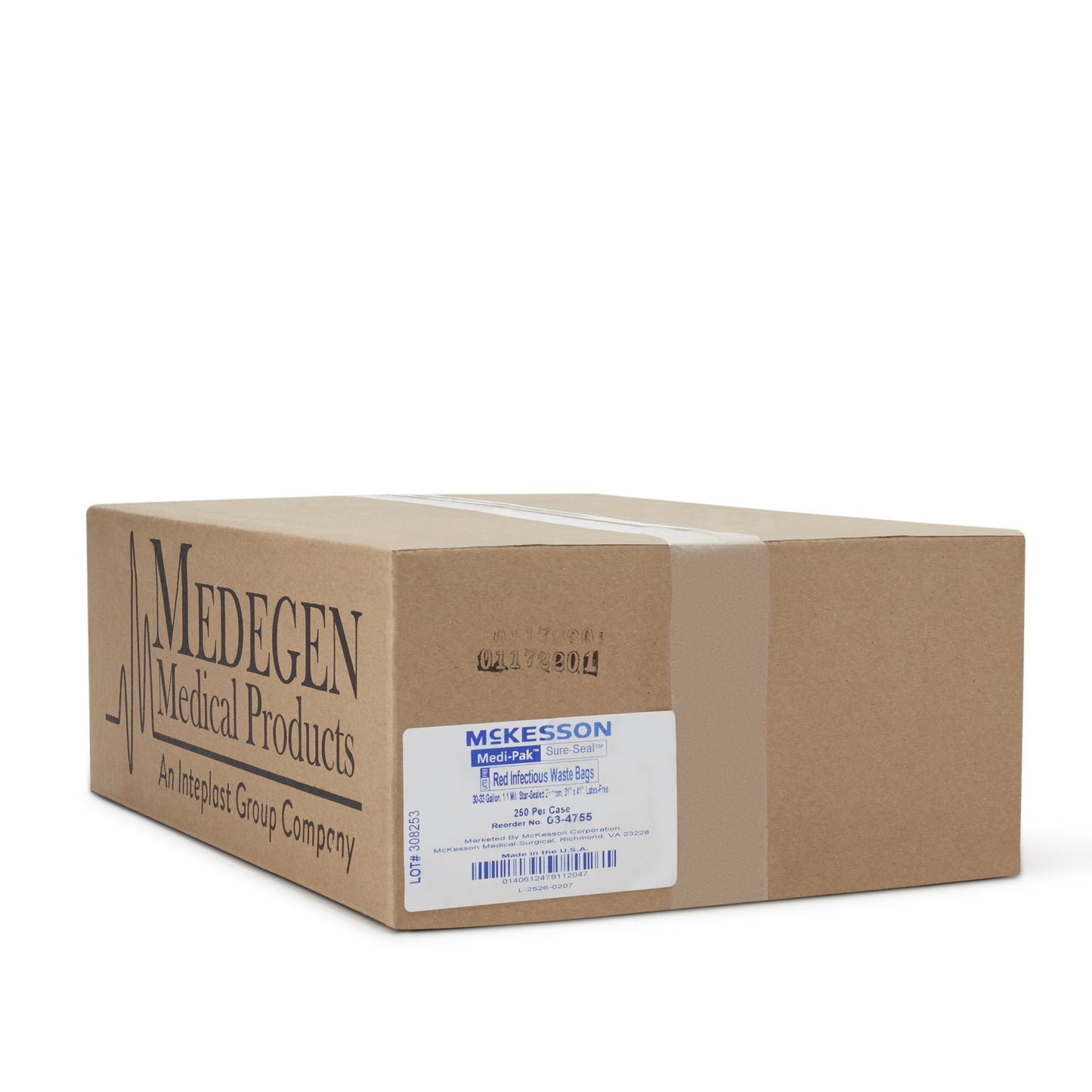 McKesson Biohazard Waste Bag Biohazard Symbol / Infectious Waste 30 to 33 gal. Red 31 X 41 Inch (174735_CS)