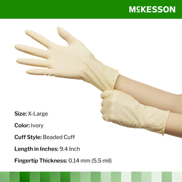 McKesson Confiderm® Exam Glove X-Large NonSterile Latex Standard Cuff Length Smooth Ivory Not Rated (483972_BX)