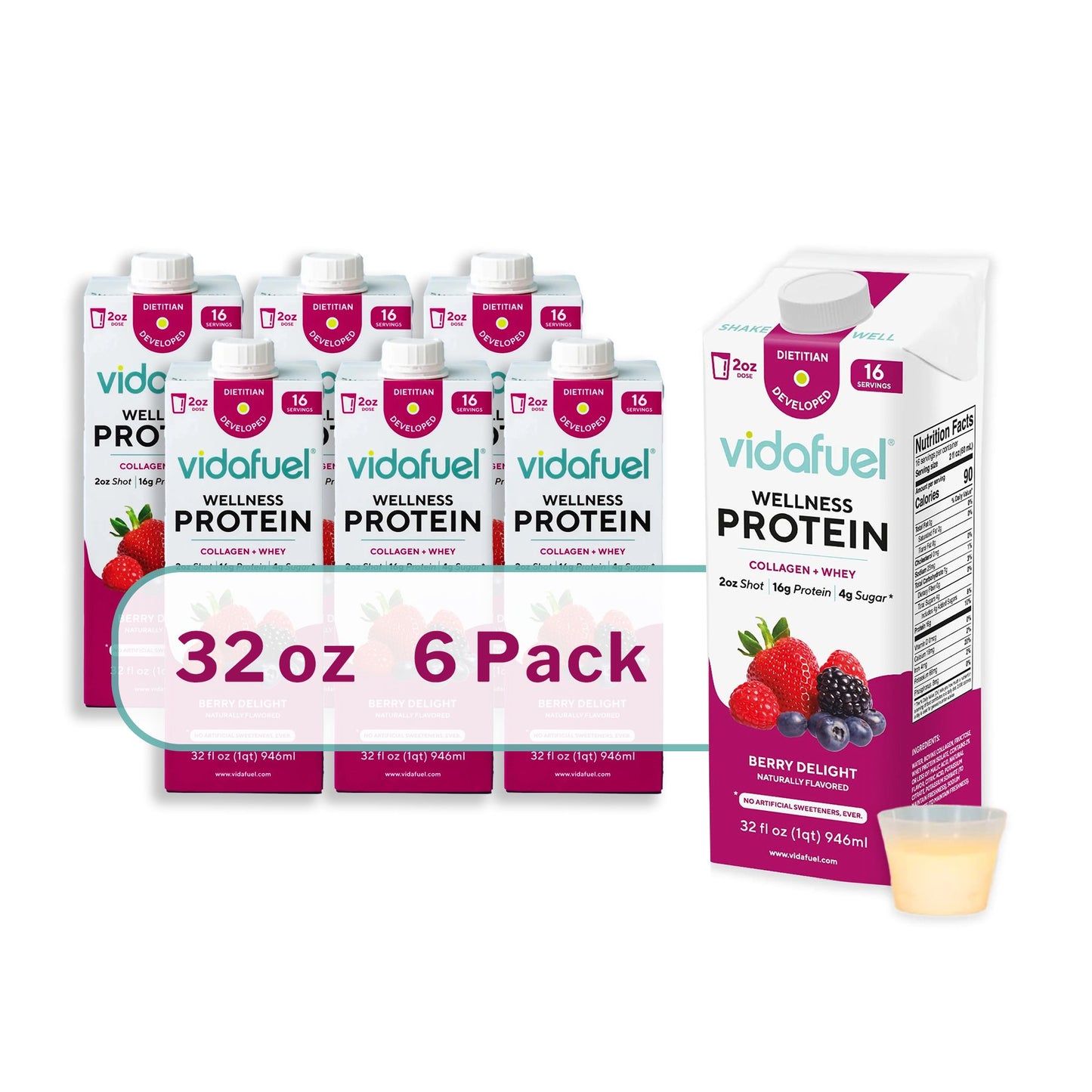 Vida Fuel Wellness Protein Oral Supplement Berry Delight Flavor Liquid 32 oz. Reclosable Carton (1244683_EA)