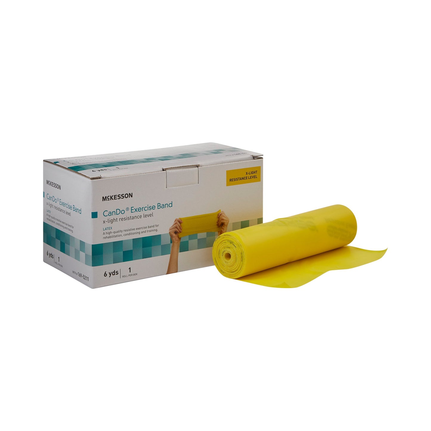 McKesson CanDo® Exercise Resistance Band Yellow 5 Inch X 6 Yard X-Light Resistance (1073317_EA)