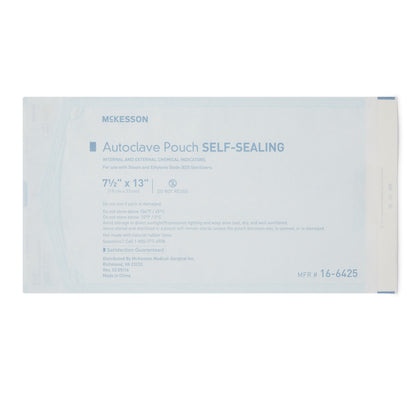 McKesson Sterilization Pouch Ethylene Oxide (EO) Gas / Steam 7-1/2 X 13 Inch Transparent Blue / White Self Seal Paper / Film (960945_CS)
