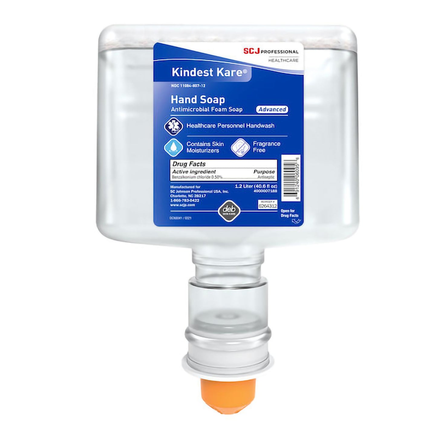 Kindest Kare® Advanced Antimicrobial Soap Foaming 1,200 mL Dispenser Refill Bottle Unscented (1119034_CS)