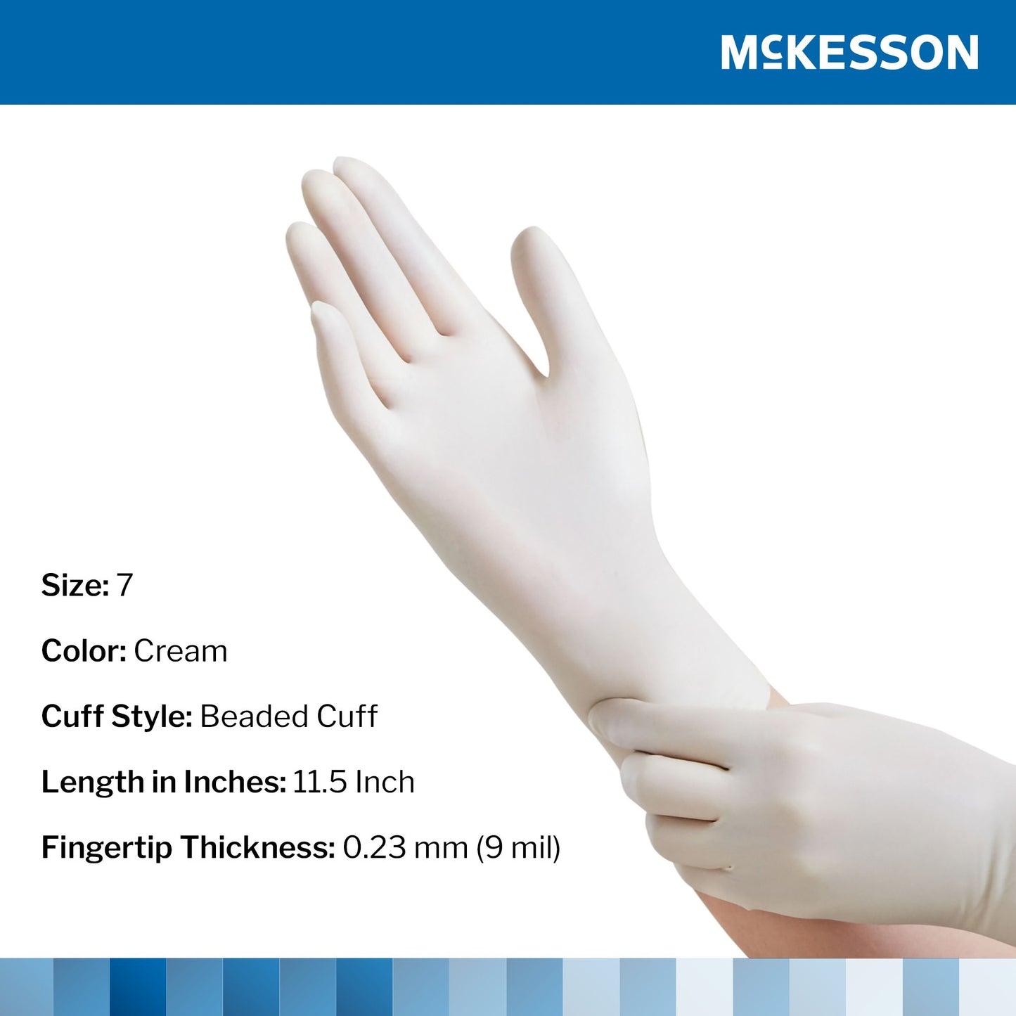 McKesson Perry® Surgical Glove Size 7 Sterile Latex Standard Cuff Length Smooth Cream Chemo Tested (1044706_PR)