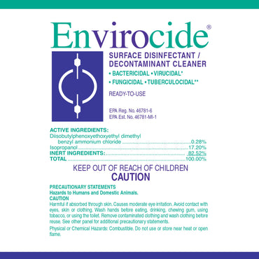 Envirocide® Surface Disinfectant Cleaner Broad Spectrum Manual Pour Liquid 1 gal. Jug Alcohol Scent NonSterile (381083_EA)
