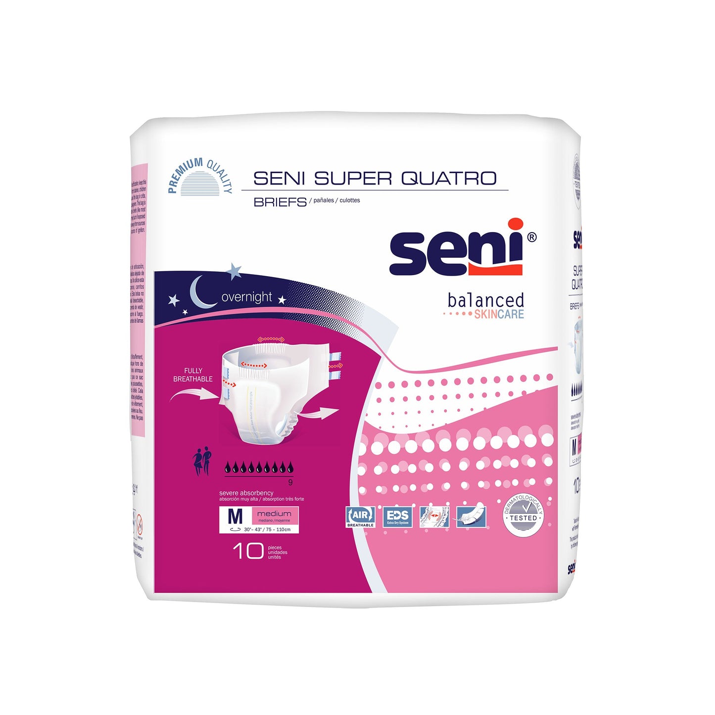Seni® Super Quatro Unisex Adult Incontinence Brief Medium Disposable Heavy Absorbency (1163836_PK)
