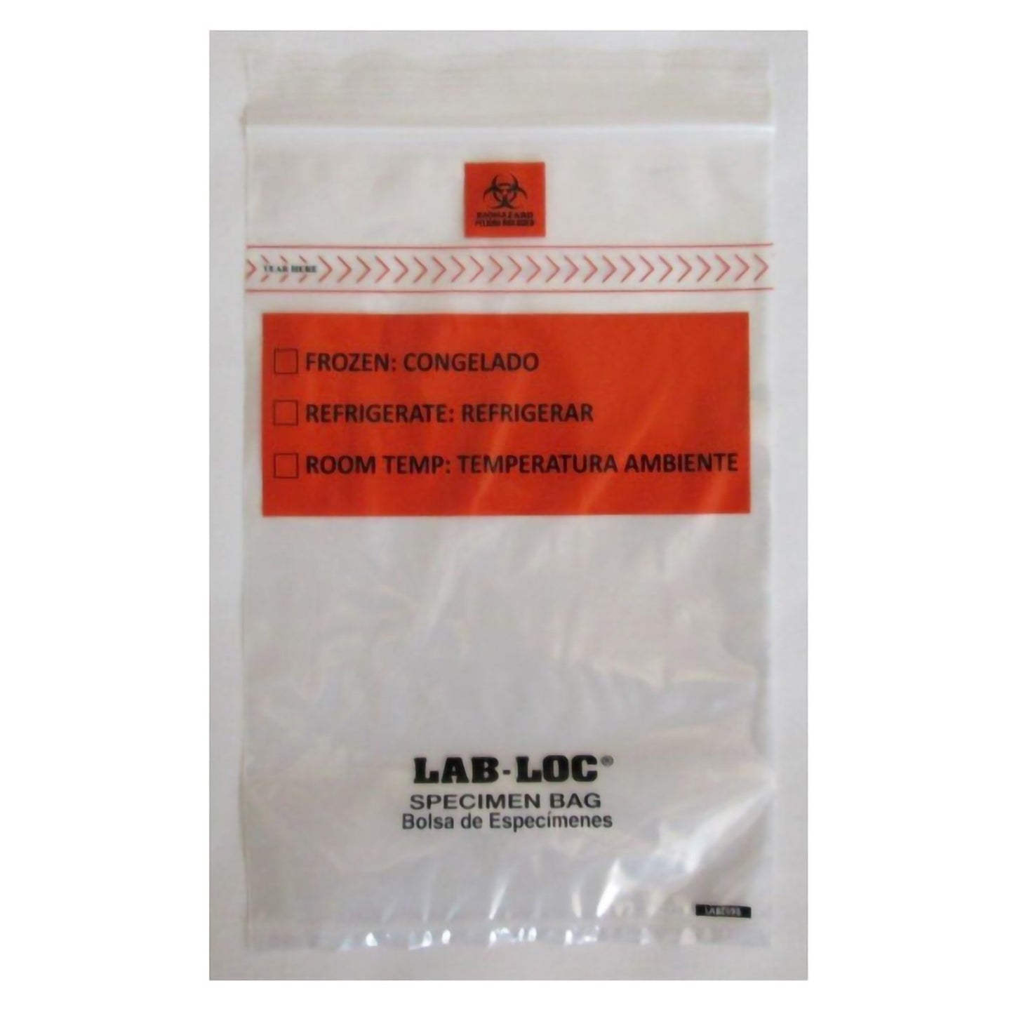 Lab-Loc® Specimen Transport Bag with Document Pouch 12 X 15 Inch Zip Closure Biohazard Symbol / Storage Instructions NonSterile (1257108_PK)