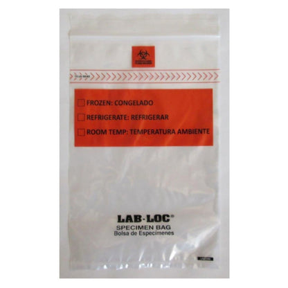 Lab-Loc® Specimen Transport Bag with Document Pouch 12 X 15 Inch Zip Closure Biohazard Symbol / Storage Instructions NonSterile (1257108_PK)