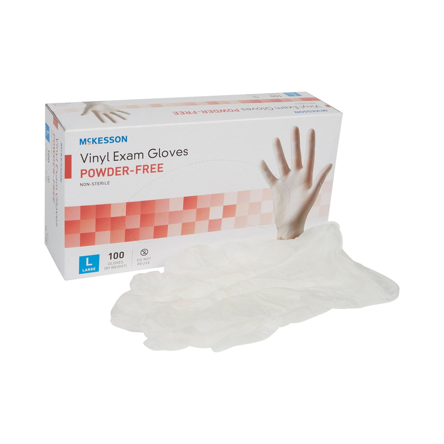 McKesson Exam Glove Large NonSterile Vinyl Standard Cuff Length Smooth Clear Not Rated (354440_CS)