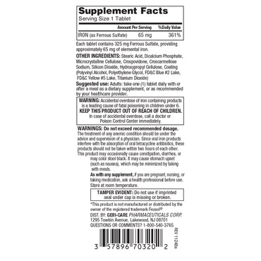 Geri-Care® Mineral Supplement Iron 325 mg Strength Tablet 200 per Bottle (1150846_BT)