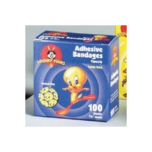 Looney Tunes™ Adhesive Spot Bandage 7/8 Inch Plastic Round Kid Design (Tweety and Taz) Sterile (768861_CS)