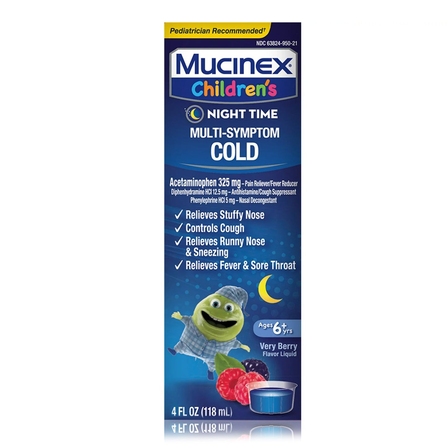 Children's Mucinex® Nighttime Multi-Symptom Cold Children's Cold and Cough Relief 325 mg - 12.5 mg - 5 mg / 10 mL Strength Liquid 4 oz. (1230097_EA)