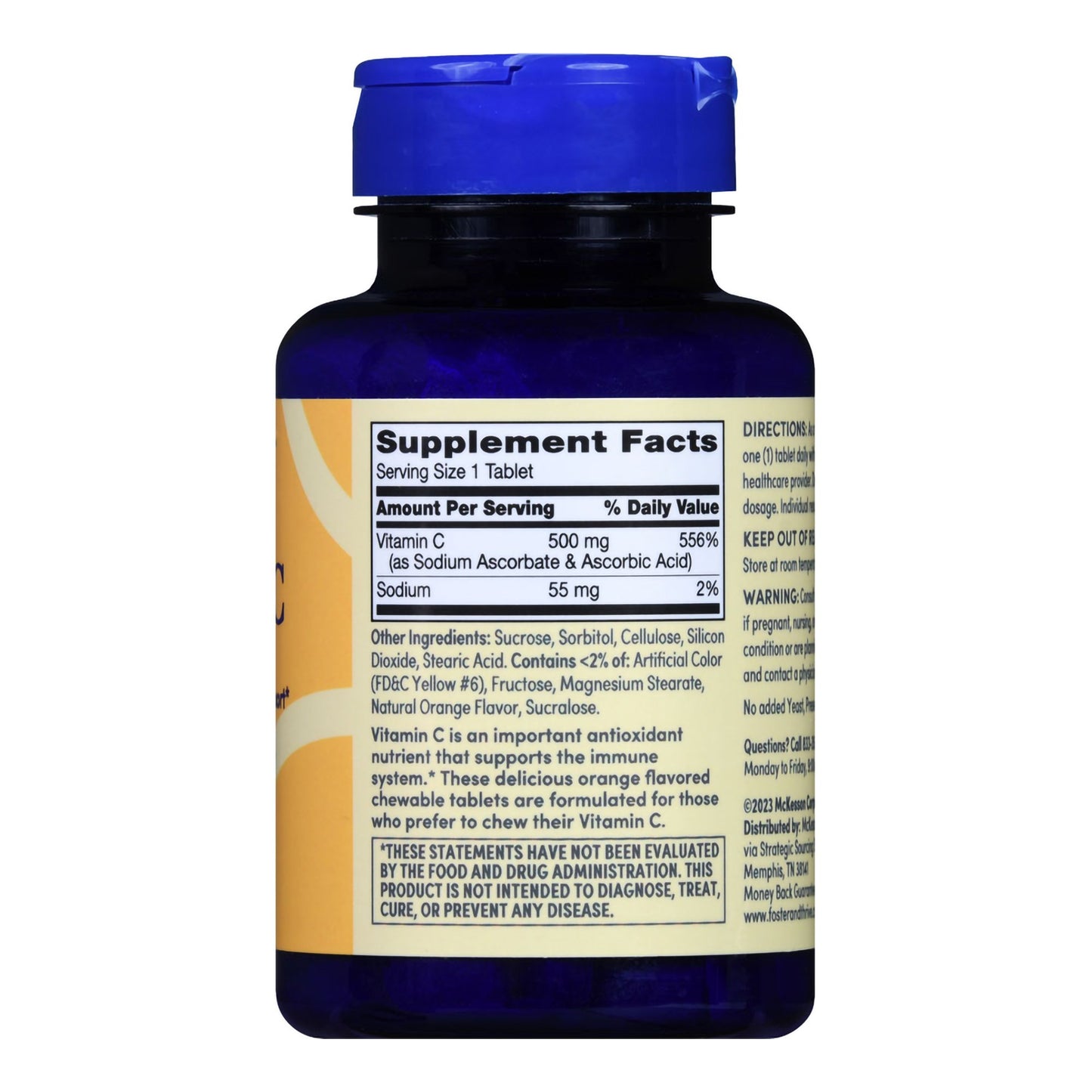 Foster & Thrive™ Vitamin C Supplement Ascorbic Acid 500 mg Strength Chewable Tablet 100 per Bottle (1238902_BT)