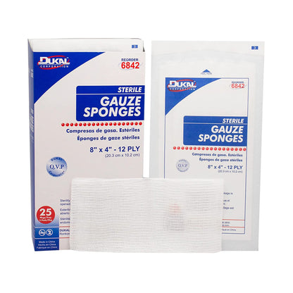 Dukal™ Gauze Sponge 4 X 8 Inch 12-Ply Sterile 2 per Pack (1029665_PK)