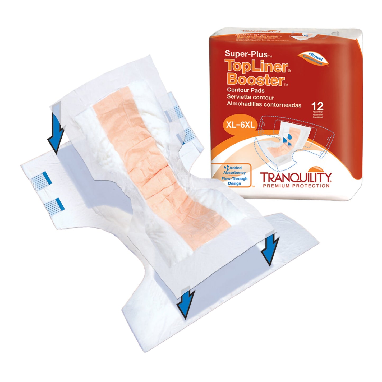 Tranquility® Top Liner® Contour Booster Pad 14 X 32 Inch Heavy Absorbency Super Absorbent Core One Size Fits Most (722310_BG)