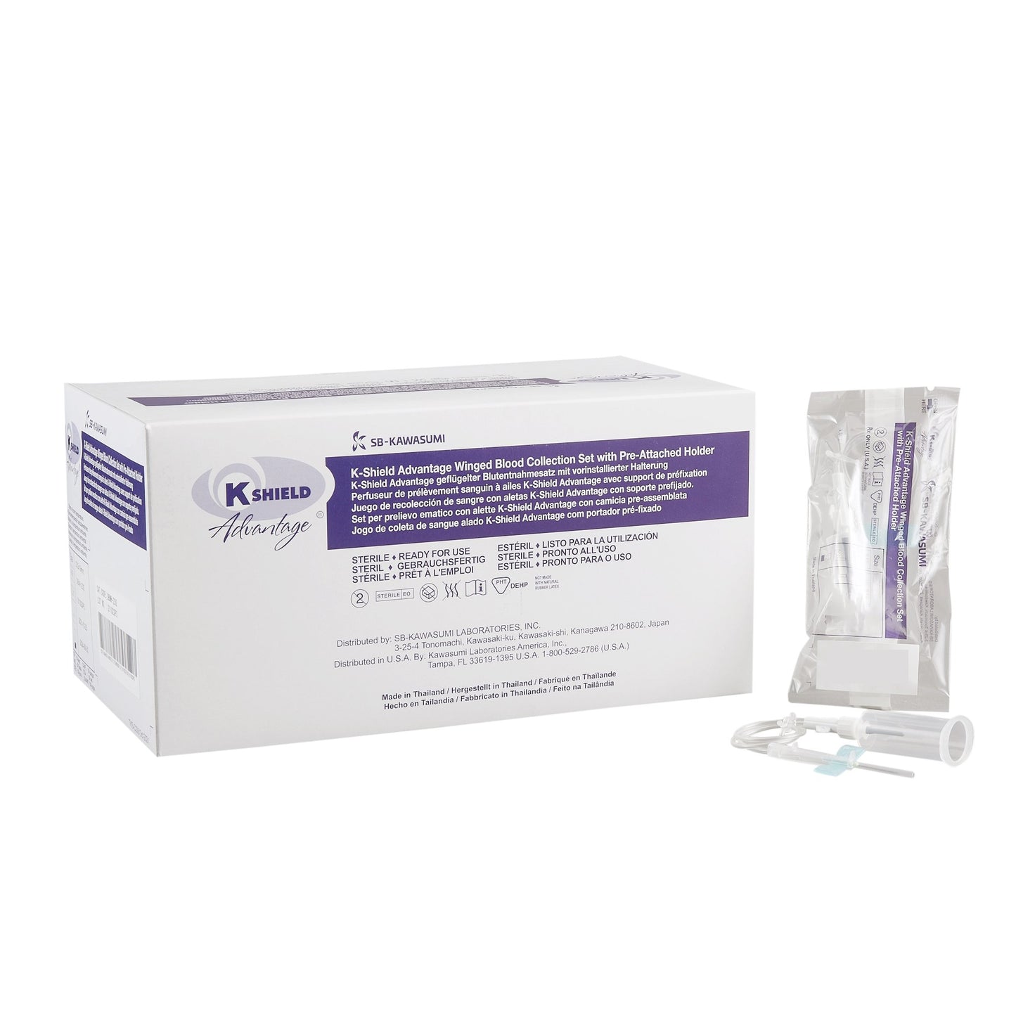 K-Shield® Advantage Blood Collection Set with Holder 21 Gauge 3/4 Inch Needle Length Safety Needle 12 Inch Tubing Sterile (873721_BX)