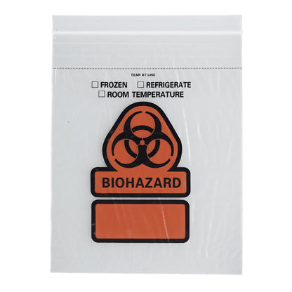 ASP Global LLC Specimen Transport Bag with Document Pouch 6 X 9 Inch Zip Closure Biohazard Symbol / Storage Instructions NonSterile (405101_EA)