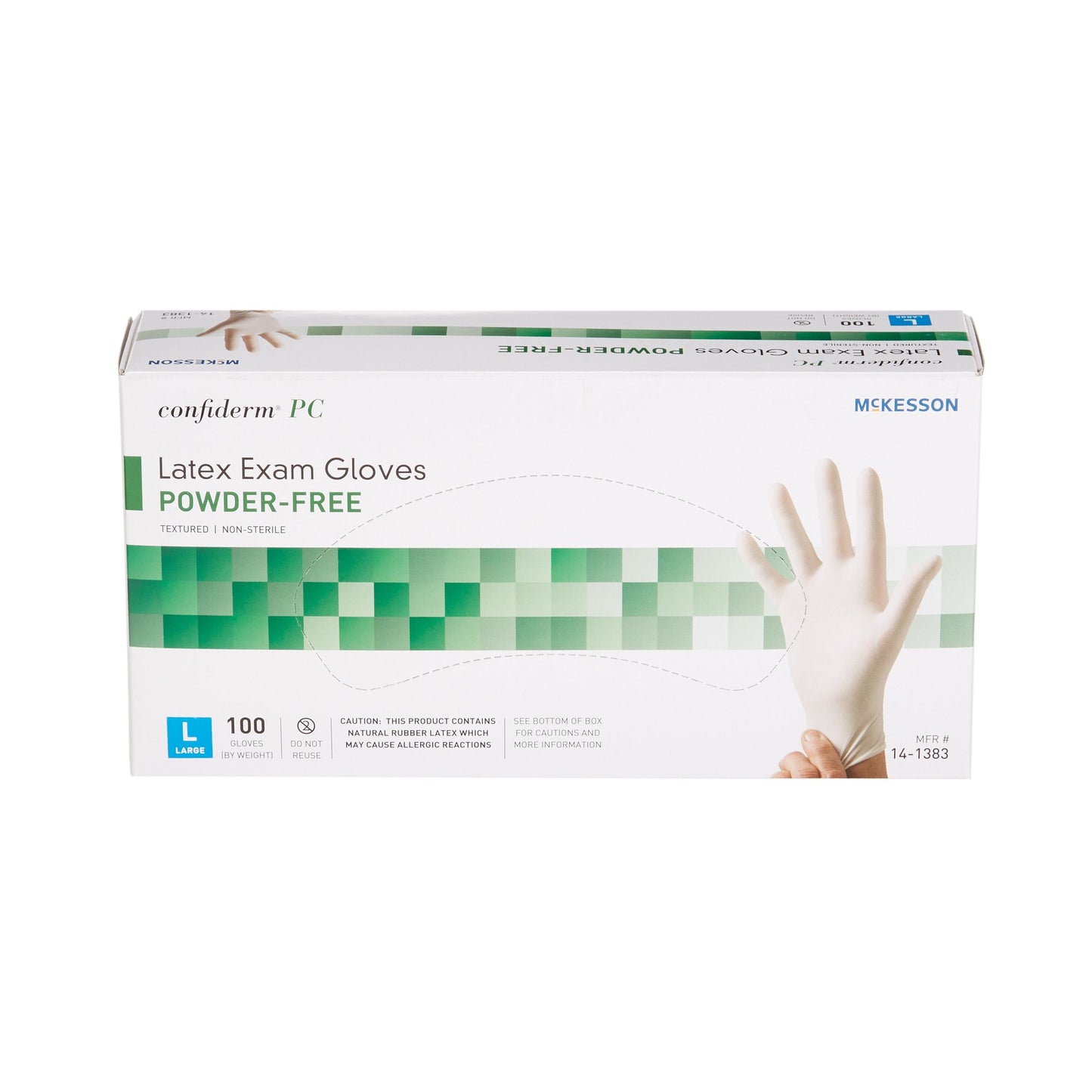 McKesson Confiderm® Exam Glove Large NonSterile Latex Standard Cuff Length Fully Textured Ivory Not Rated (921599_BX)