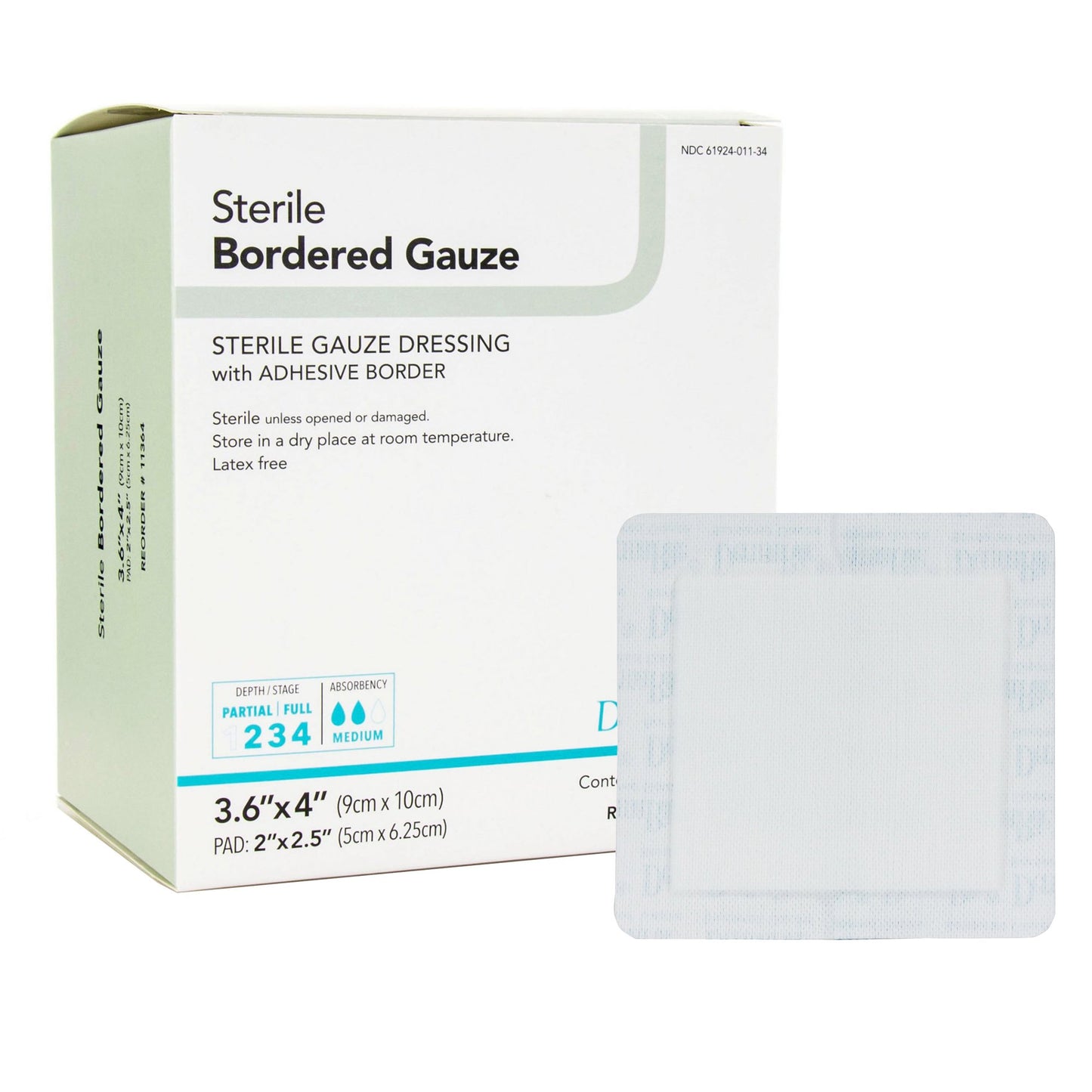DermaRite® Bordered Gauze Island Dressing 3-3/5 X 4 Inch Square Sterile (946442_EA)