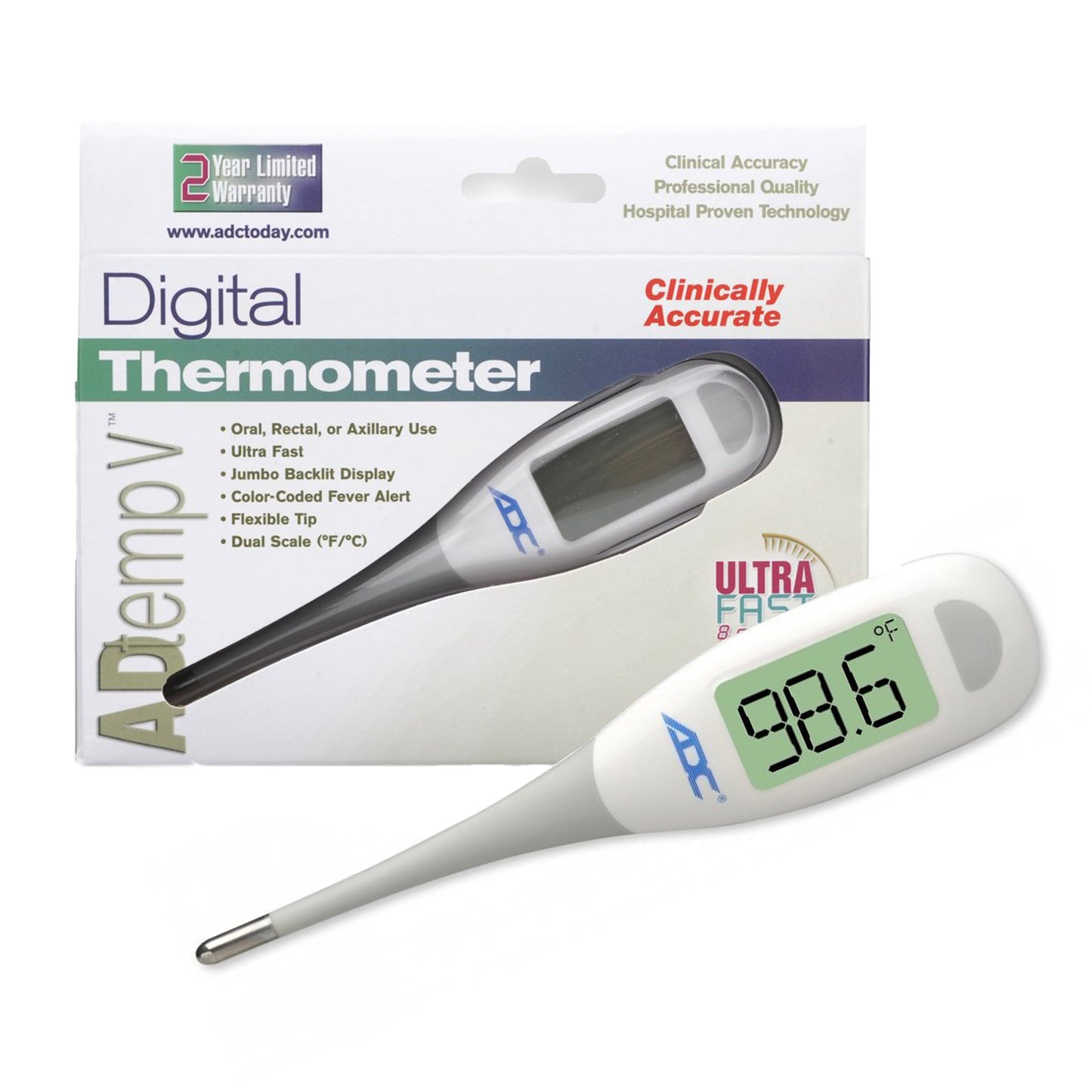 Adtemp™ Digital Stick Thermometer Oral / Rectal / Axillary Probe Handheld (1179865_EA)