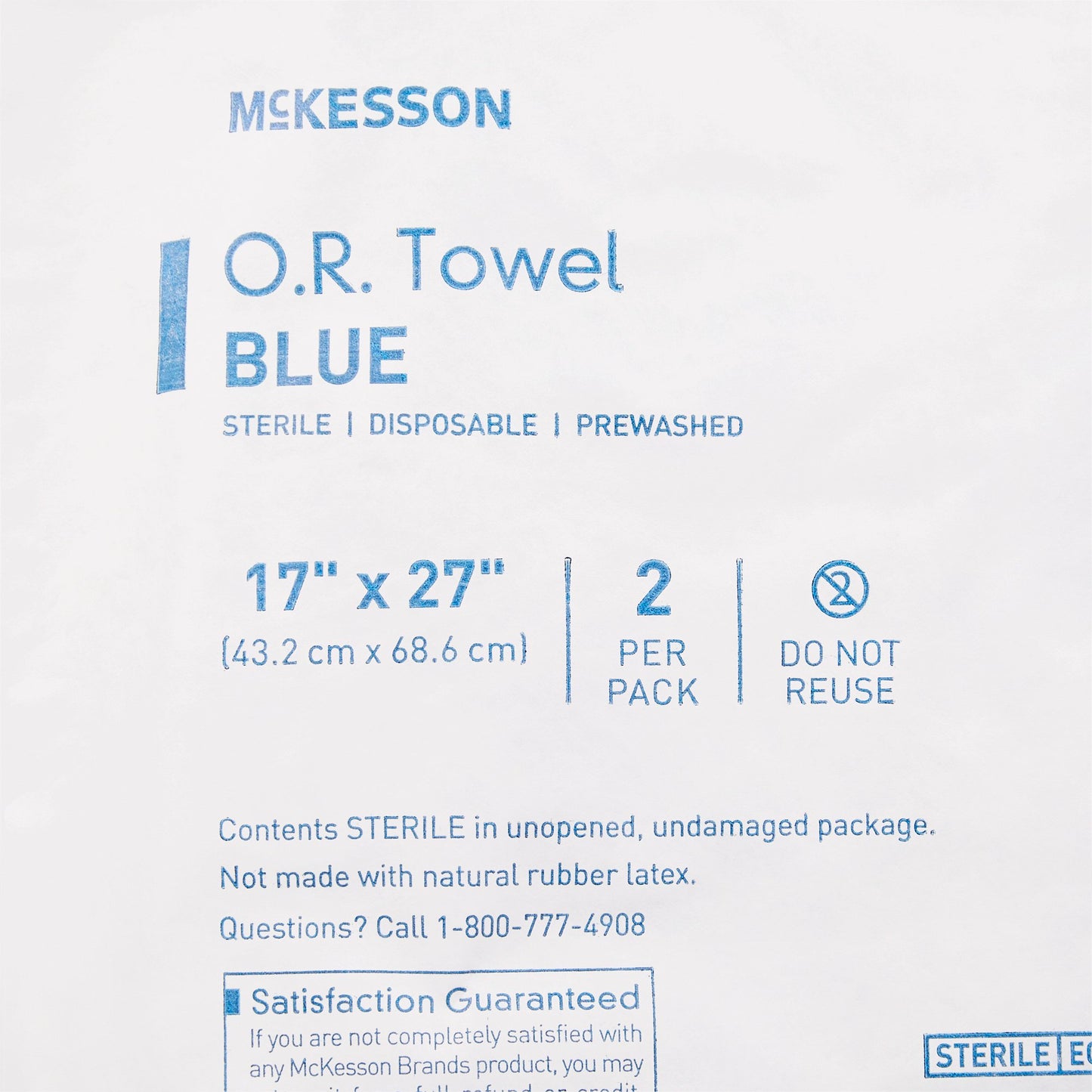 McKesson O.R. Towel 17 W X 27 L Inch Blue Sterile (277860_CS)