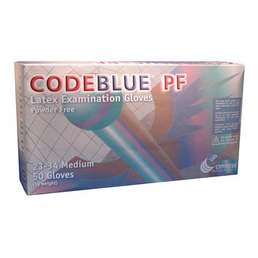 CODEBLUE® PF Exam Glove Medium NonSterile Latex Extended Cuff Length Fully Textured Blue Not Rated (351988_BX)