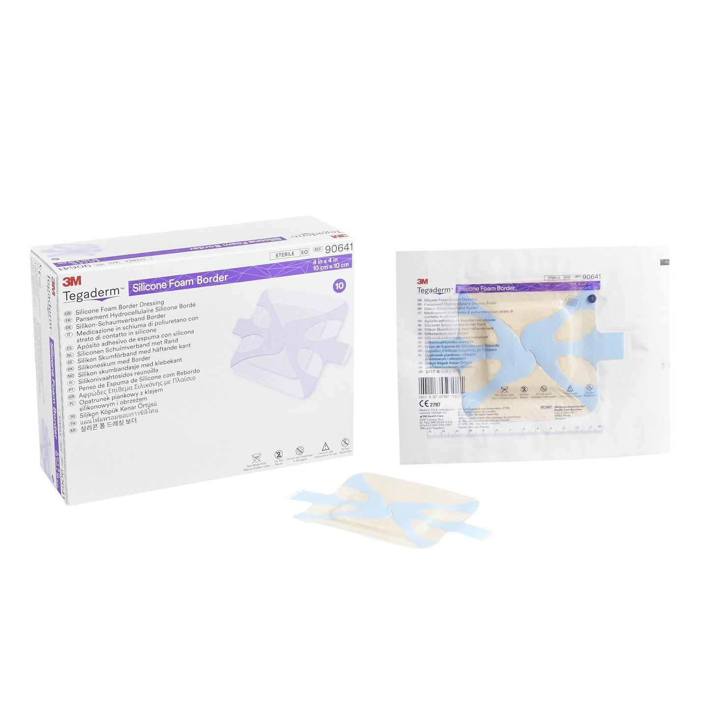 3M™ Tegaderm™ Foam Dressing 4 X 4 Inch With Border Film Backing Silicone Adhesive Square Sterile (842349_EA)
