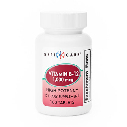 Geri-Care® Vitamin Supplement Vitamin B12 1,000 mcg Strength Tablet 100 per Bottle (1108648_BT)
