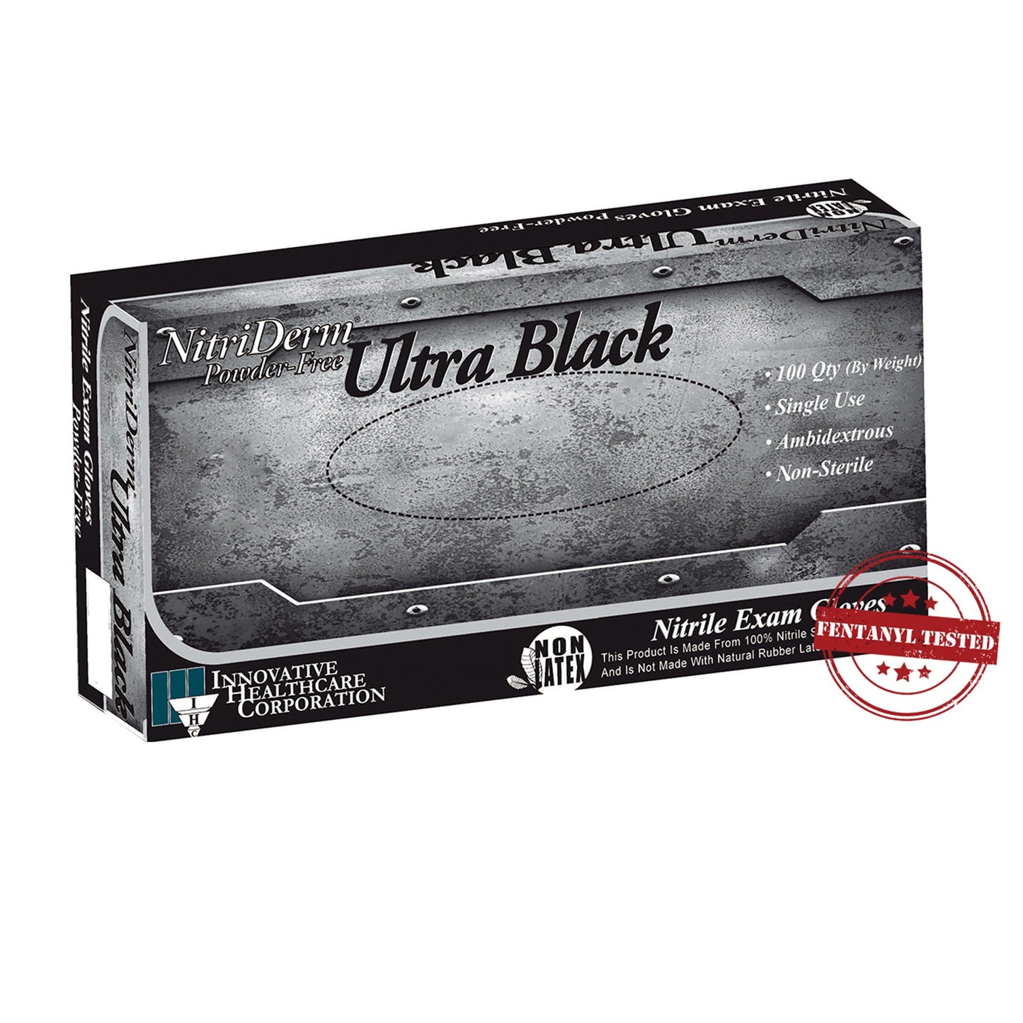 NitriDerm® Ultra Black Exam Glove X-Small NonSterile Nitrile Standard Cuff Length Textured Fingertips Black Chemo Tested / Fentanyl Tested (887837_BX)