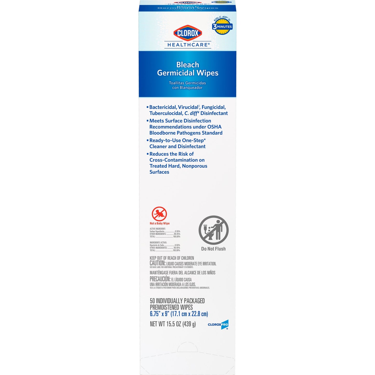 Clorox Healthcare® Surface Disinfectant Premoistened Germicidal Manual Pull Wipe 50 Count Individual Packet Fruity Floral Bleach Scent NonSterile (996100_EA)