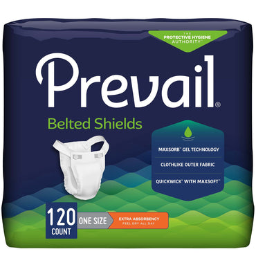 Prevail® Belted Shields Unisex Adult Incontinence Belted Undergarment Belted One Size Fits Most Disposable Light Absorbency (409934_BG)