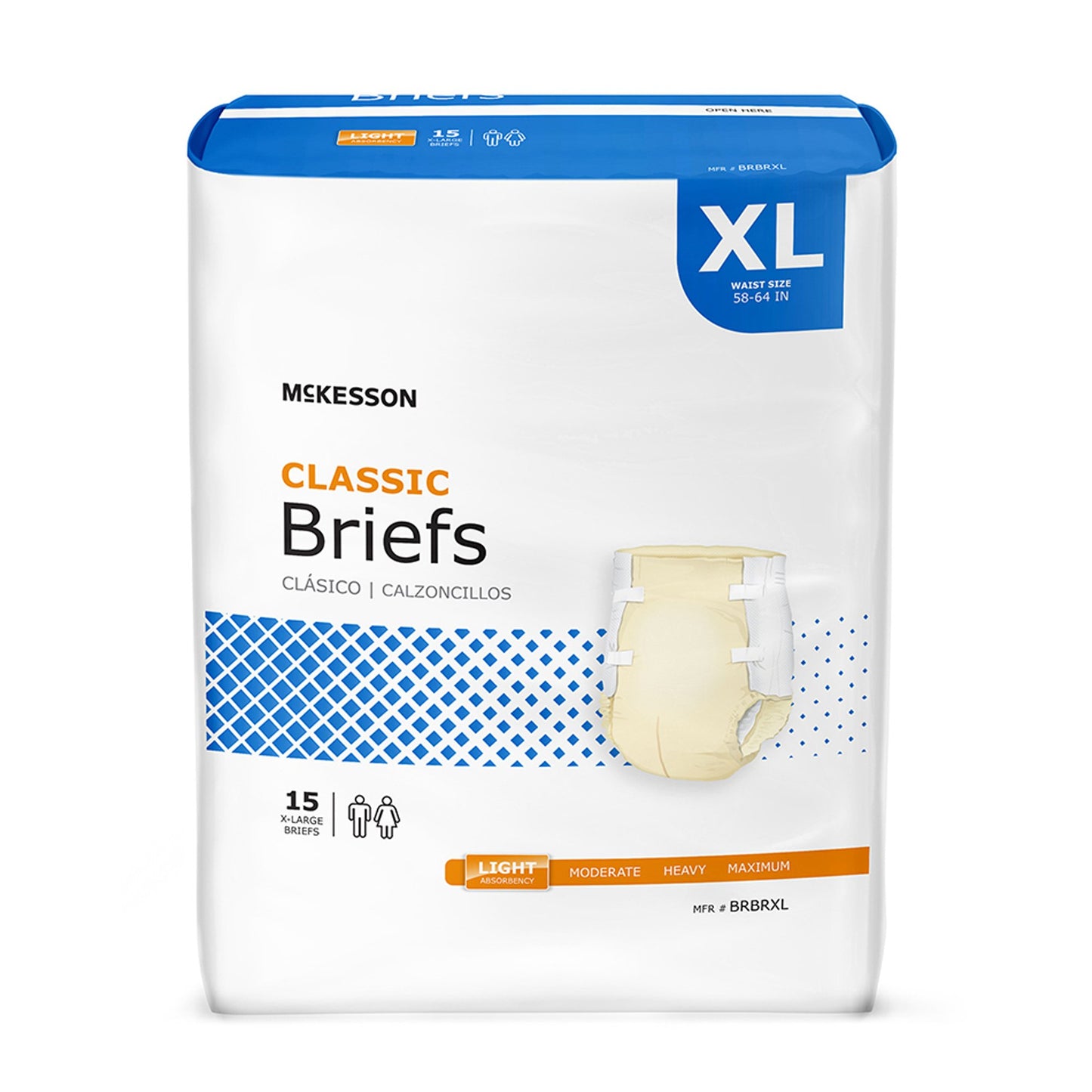 McKesson Classic Unisex Adult Incontinence Brief X-Large Disposable Light Absorbency (973141_CS)
