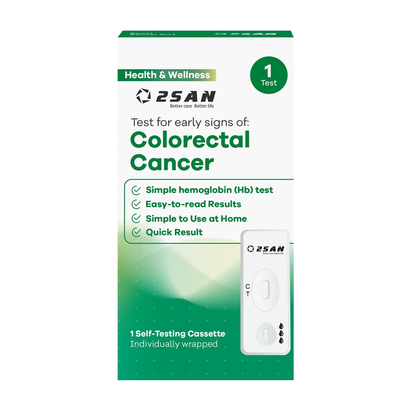 2San Cancer Screening Test Kit Fecal Occult Blood Test (iFOB or FIT) 1 Test per Kit (24 Kits per Case) CLIA Waived (1254004_KT)