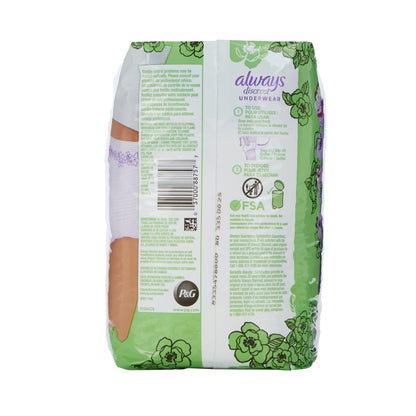 Always® Discreet Female Adult Absorbent Underwear Pull On with Tear Away Seams Large Disposable Heavy Absorbency (928412_PK)