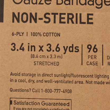 McKesson Fluff Bandage Roll 3-2/5 Inch X 3-3/5 Yard 6-Ply Roll Shape NonSterile 96 per Case (649420_EA)