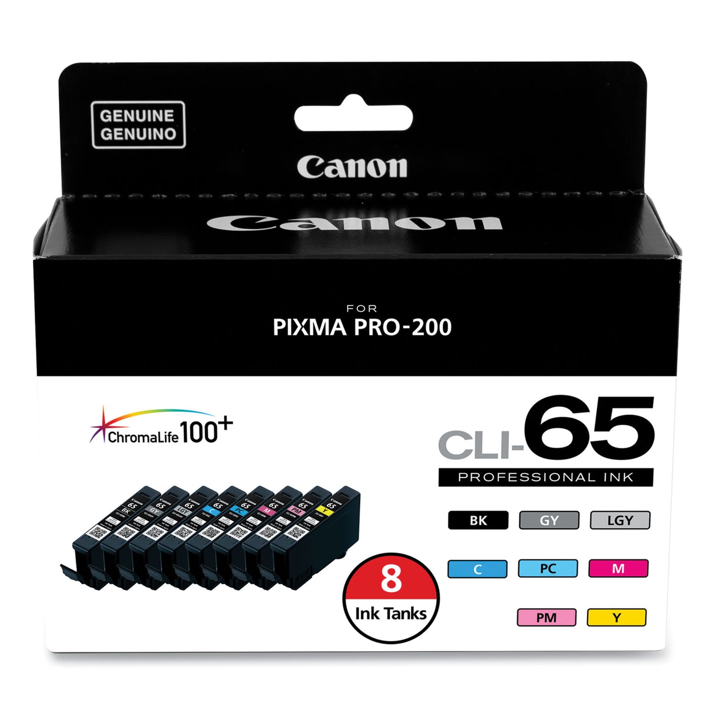 Canon® 4215C007 (CLI-65) Ink, Black/Cyan/Gray/Light Gray/Magenta/Photo Cyan/Photo Magenta/Yellow, 8/Pack (CNM4215C007)