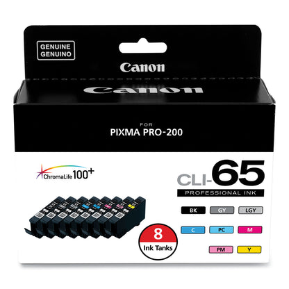Canon® 4215C007 (CLI-65) Ink, Black/Cyan/Gray/Light Gray/Magenta/Photo Cyan/Photo Magenta/Yellow, 8/Pack (CNM4215C007)