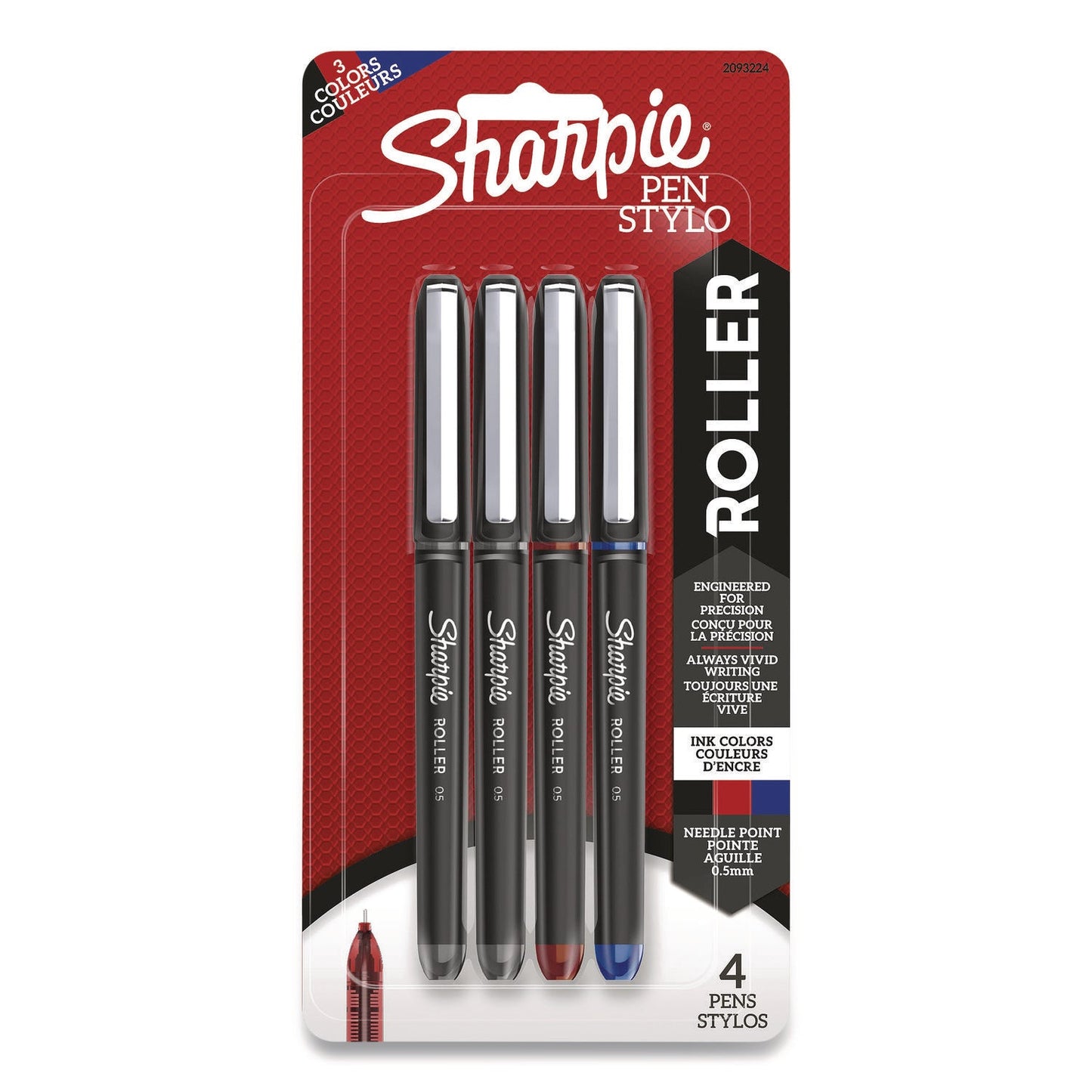 Sharpie® Roller Professional Design Rollerball Pen, Stick, Fine 0.5 mm, Assorted Ink and Barrel Colors, 4/Pack (SAN2093224)