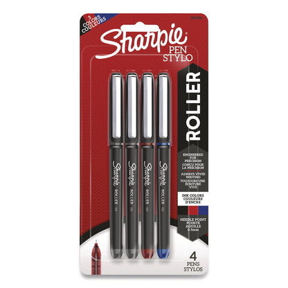 Sharpie® Roller Professional Design Rollerball Pen, Stick, Fine 0.5 mm, Assorted Ink and Barrel Colors, 4/Pack (SAN2093224)
