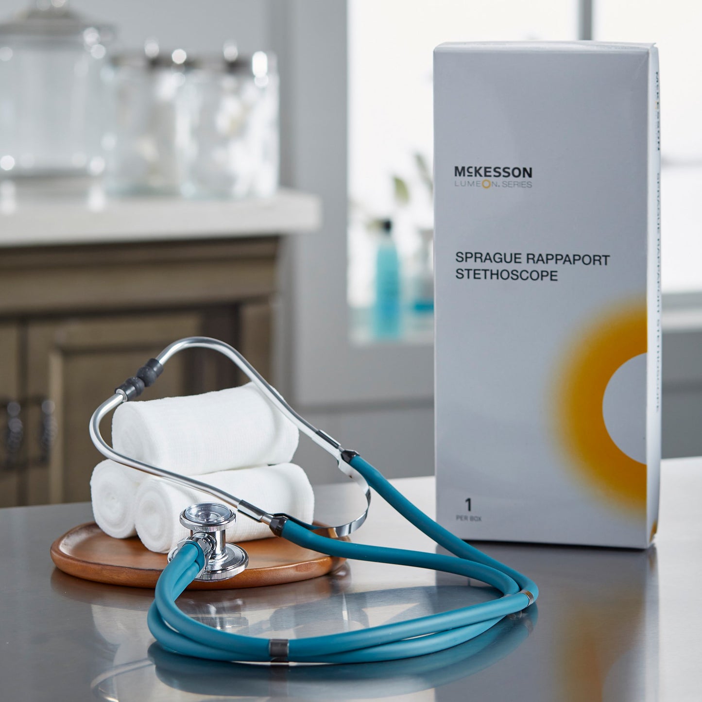 McKesson LUMEON™ Sprague Stethoscope Teal Blue 2-Tube 22 Inch Tube Double Sided Chestpiece (363735_EA)