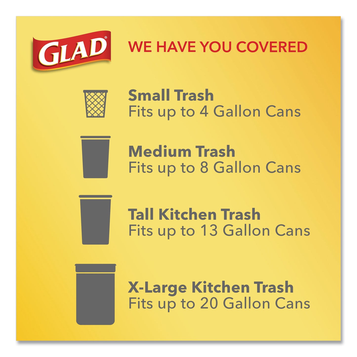 Glad® ForceFlex Kitchen Drawstring Trash Bags, 13 gal, 23.75" x 25.4", White, 120/Box (CLO79158)