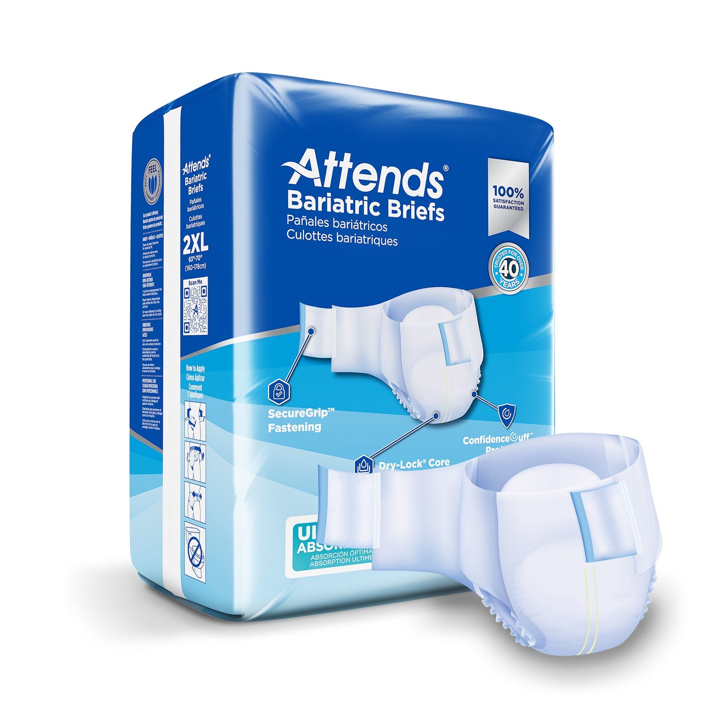 Attends® Bariatric Unisex Adult Incontinence Brief 2X-Large Disposable Heavy Absorbency (950227_CS)