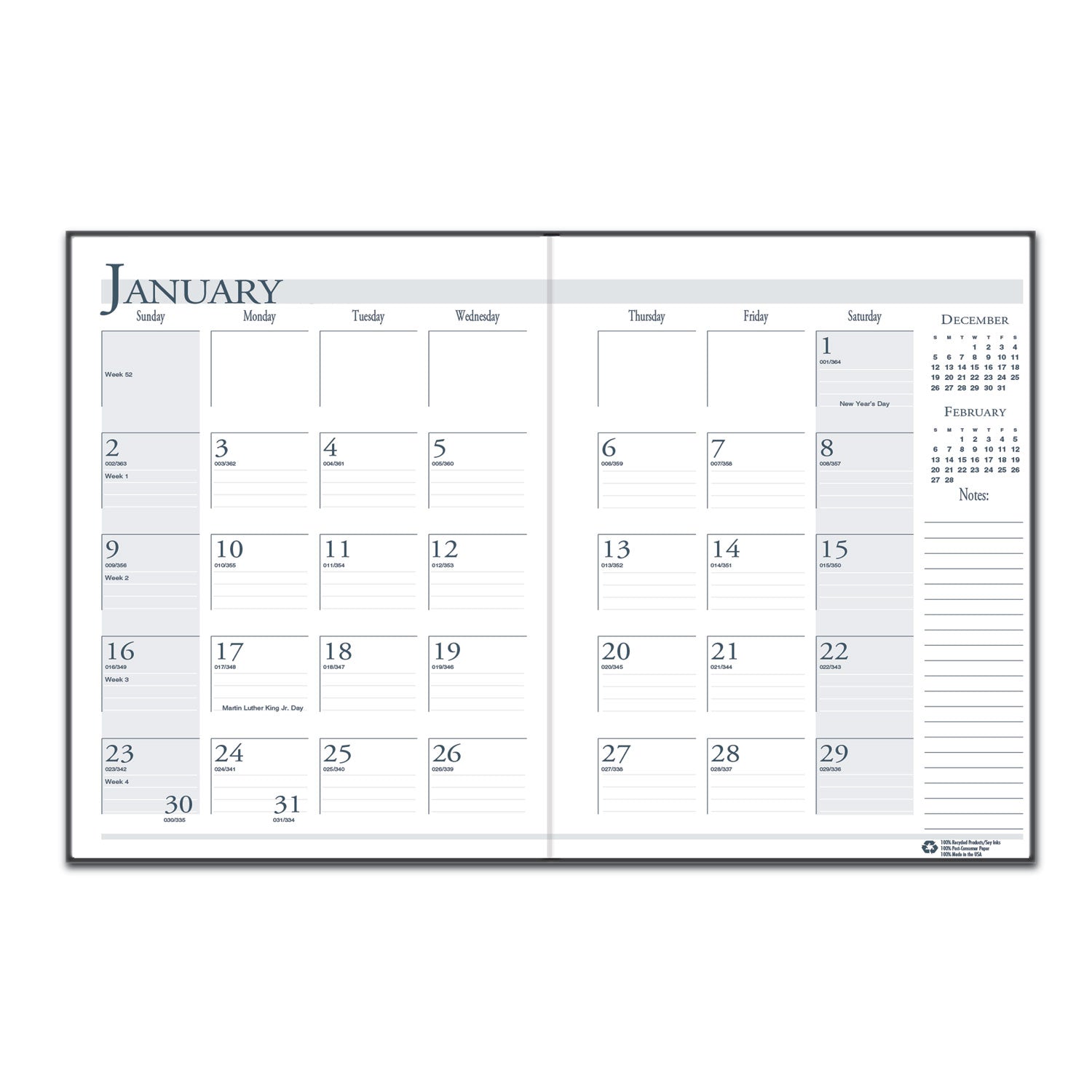 house-of-doolittle-recycled-ruled-14-month-planner-with-leatherette-cover-num-hod260602_2
